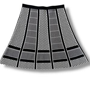 Spense Checker Print A-line Knit Skirt Sz S/M Black White Funky Punk Skater